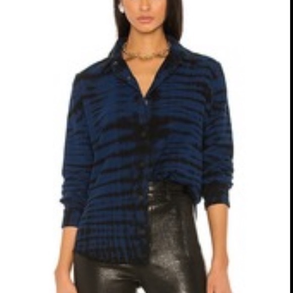 COTTON CITIZEN Santiago Bottom Down Shirt Small black and Blue - Picture 4 of 13